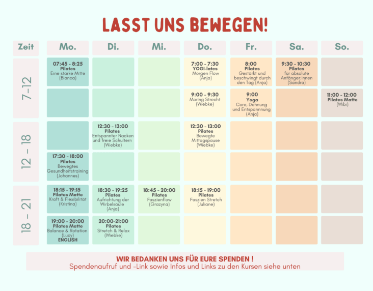 Lasst uns bewegen - Stundenplan